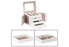 VidaXL Sieradendoos Wit 4laags Spiegel Afsluitbaar - 40% Korting!