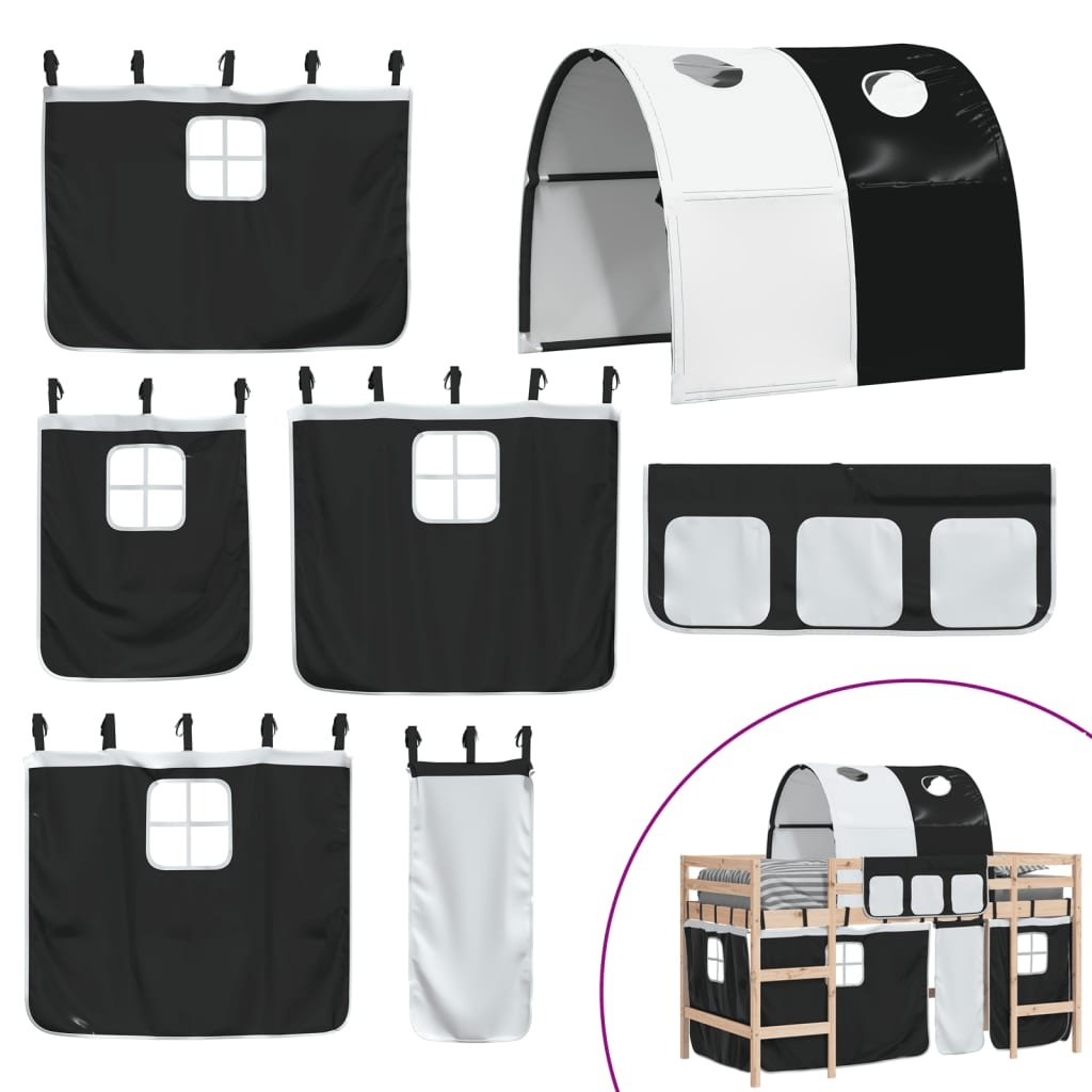 vidaXL Hoogslaper Gordijnen & Tunnel Polyester Wit/Zwart - 85% Korting!