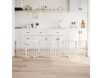 vidaXL Hondenhek 6 panelen 300cm Populierenhout Wit - 74% KORTING!