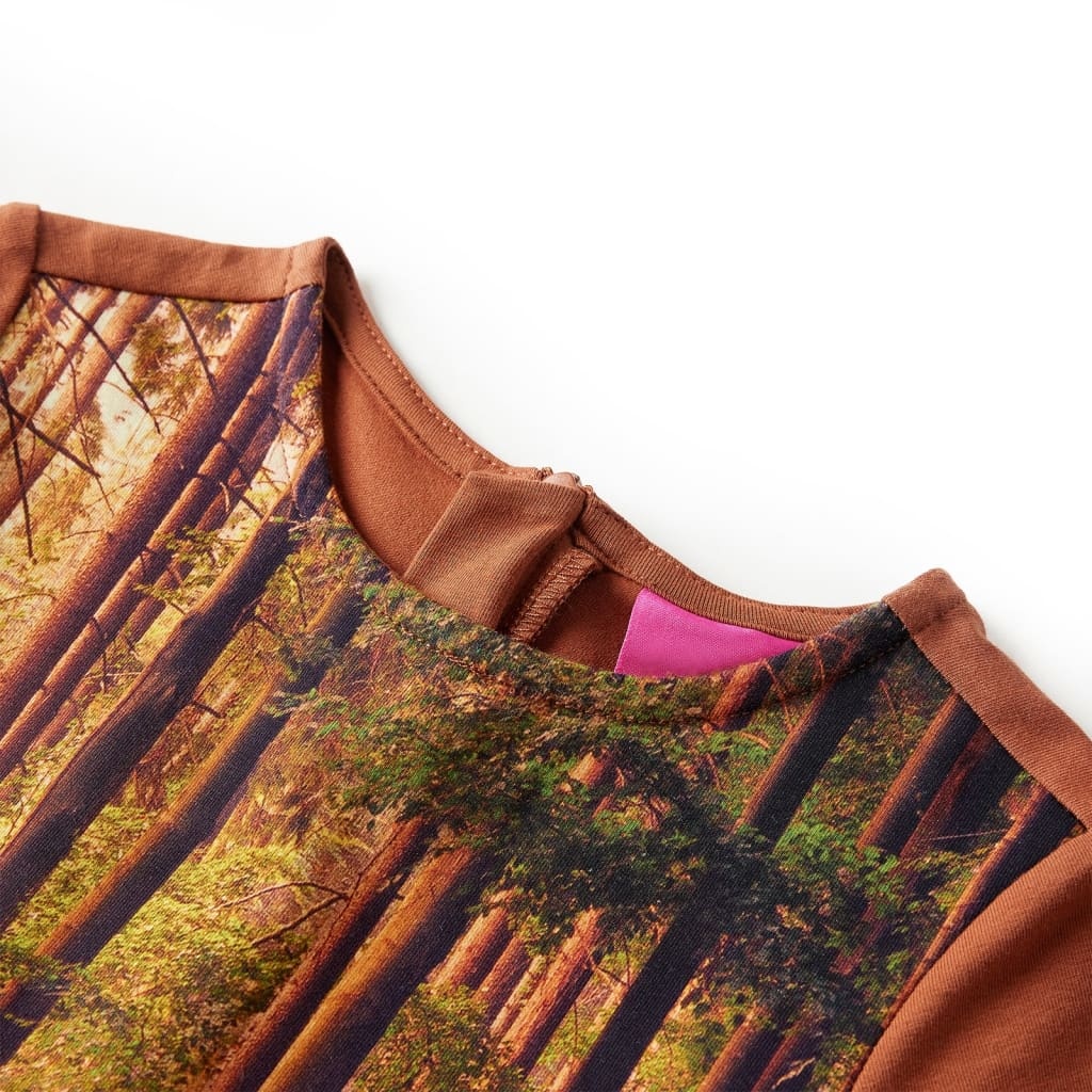 Kinderjurk Cognac | 128 | Paardenprint | Lange Mouwen | -40% Korting!
