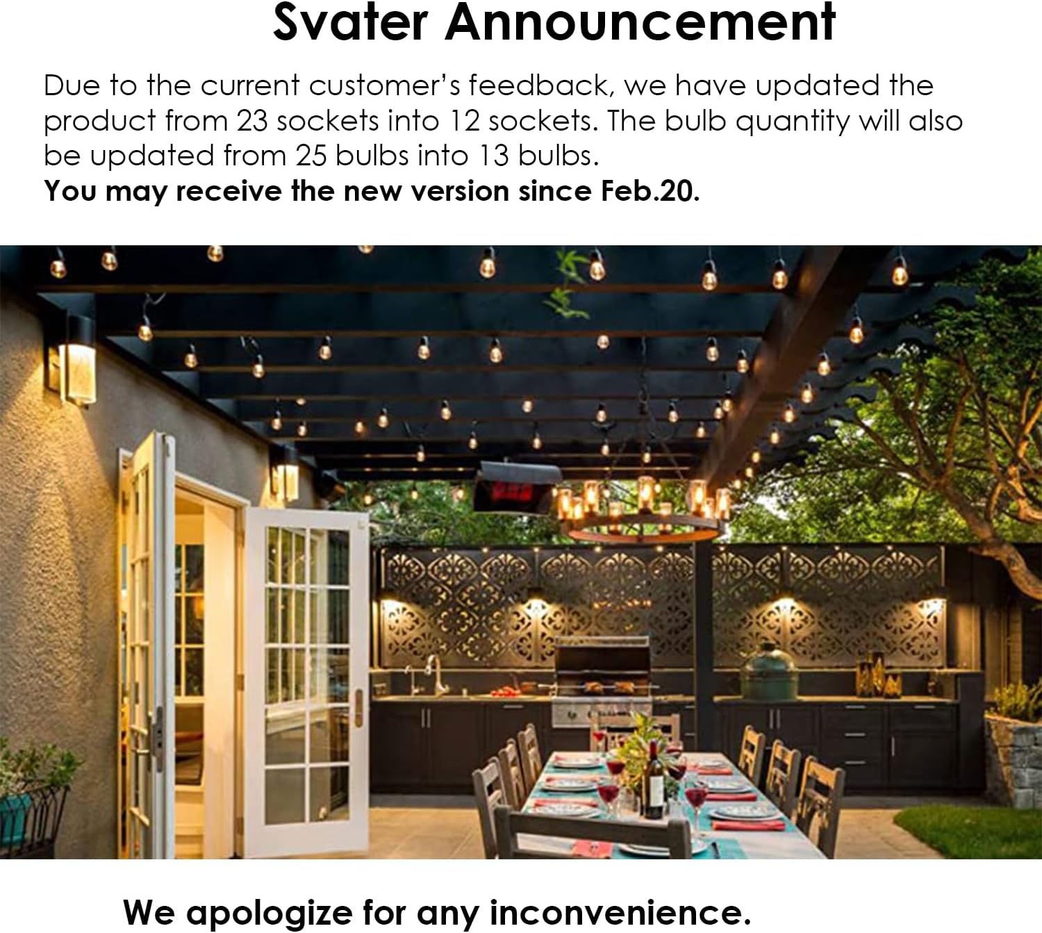 Svater Tuinlichtsnoer 7.6m 40% Korting - Warm Wit LED & Uitbreidbaar