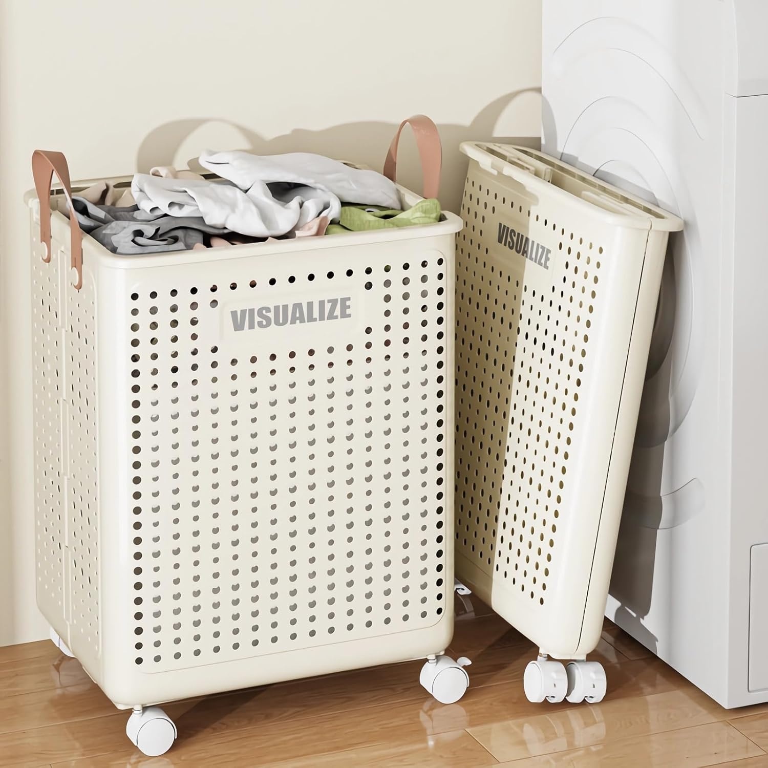 Opvouwbare Wasmand met Wieltjes - 60L | 40% Korting!