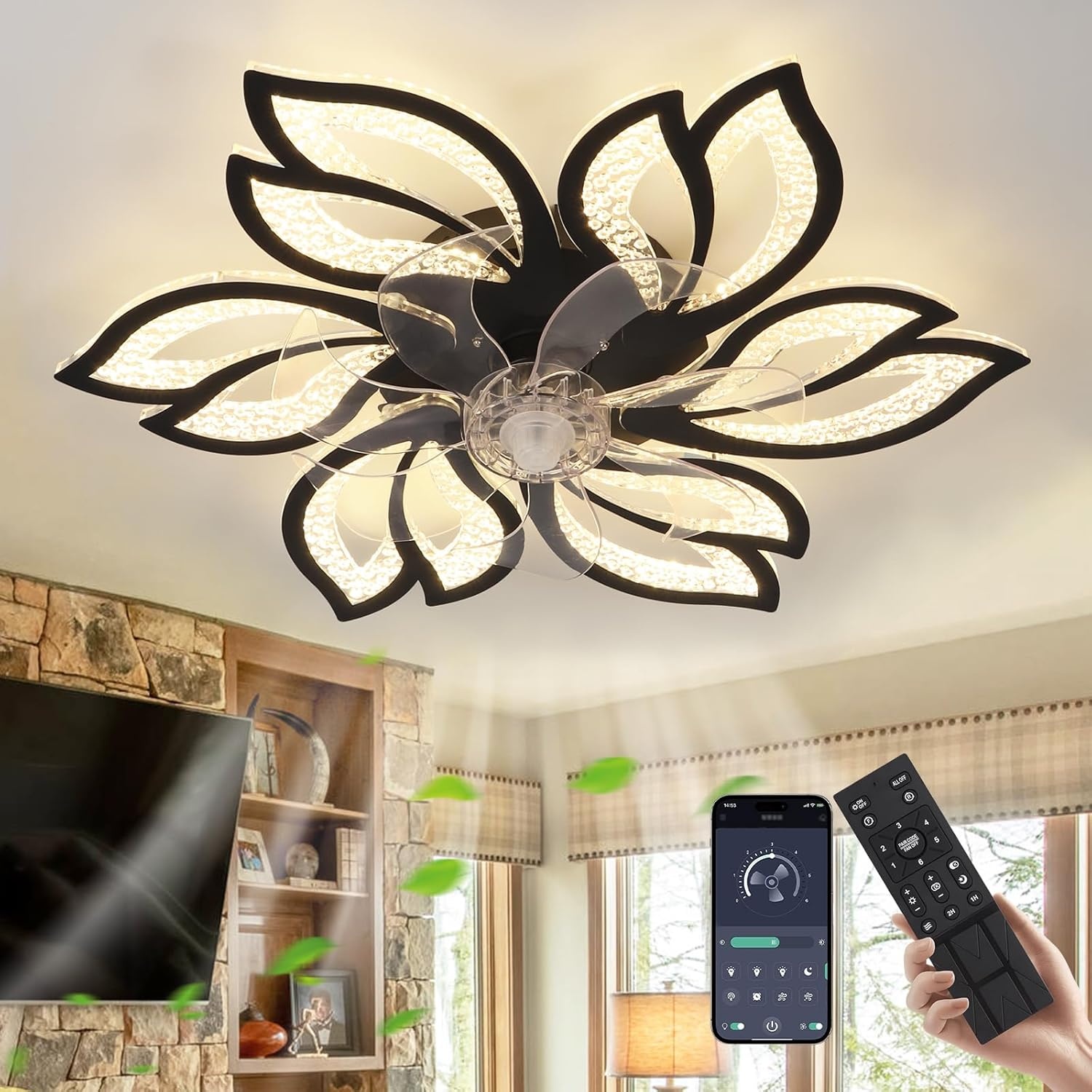 CANEOE Plafondventilator met Verlichting (65cm, Zwart) - 40% Korting!