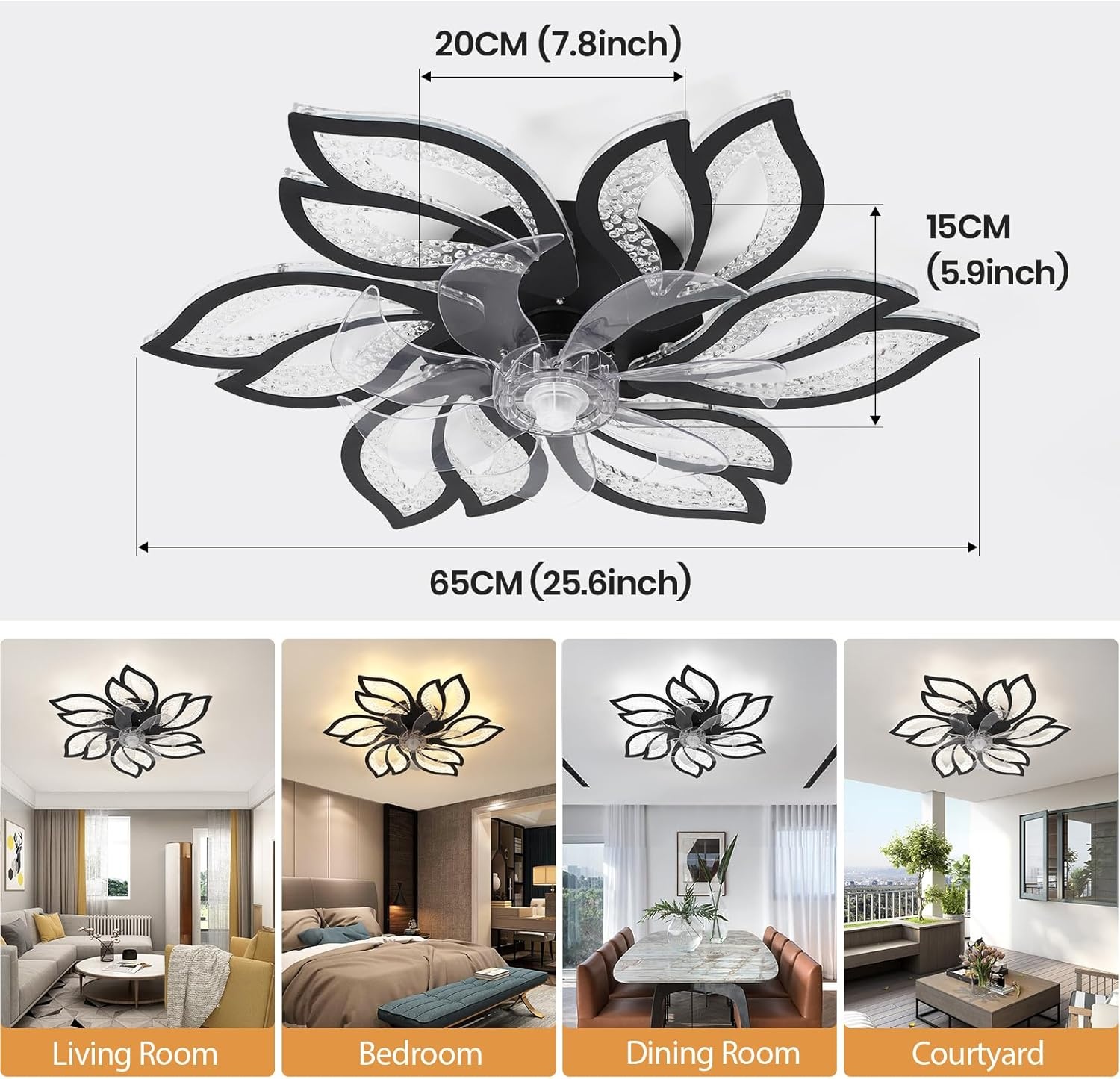 CANEOE Plafondventilator met Verlichting (65cm, Zwart) - 40% Korting!