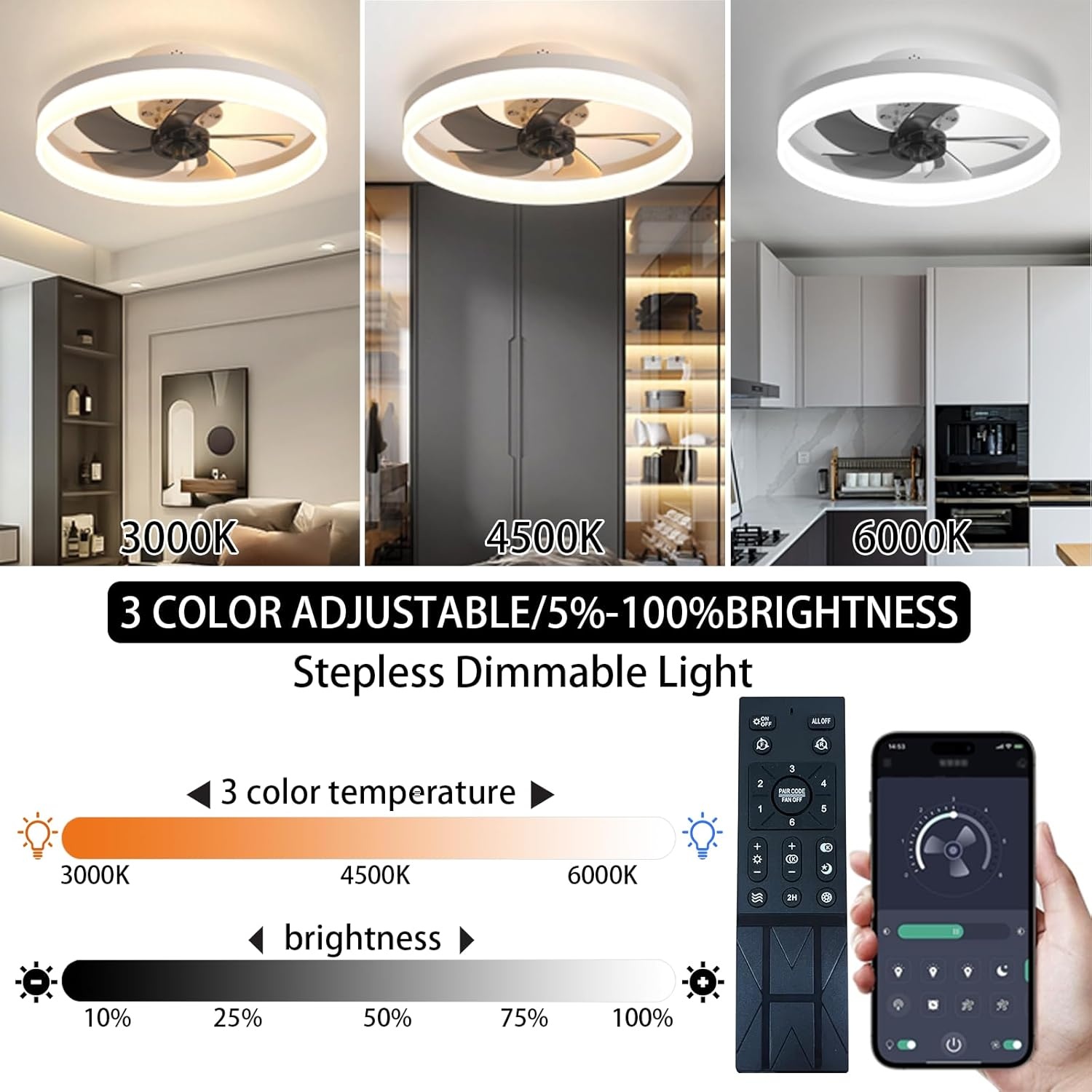 Plafondventilator met Verlichting & Afstandsbediening | 40% Korting | Stil & Dimbaar
