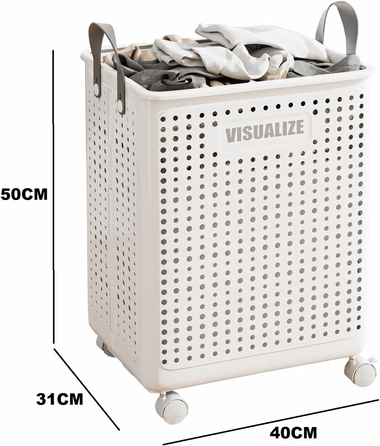 Opvouwbare Wasmand 60L met Wieltjes & Handvat - 35% Korting!