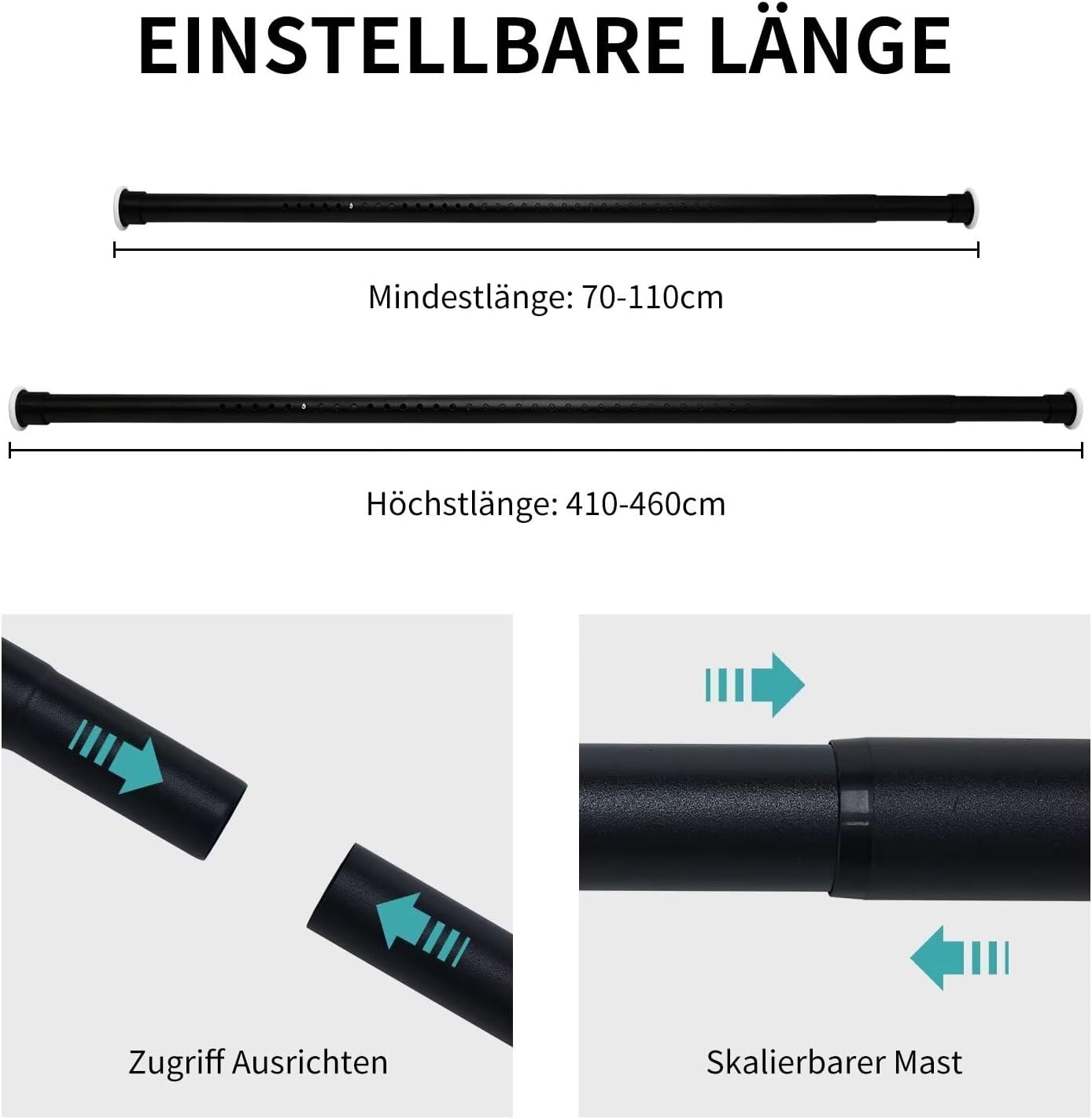 Joydeco Douchegordijnstang RVS 70-110cm - 35% Korting! (Ongebruikt)