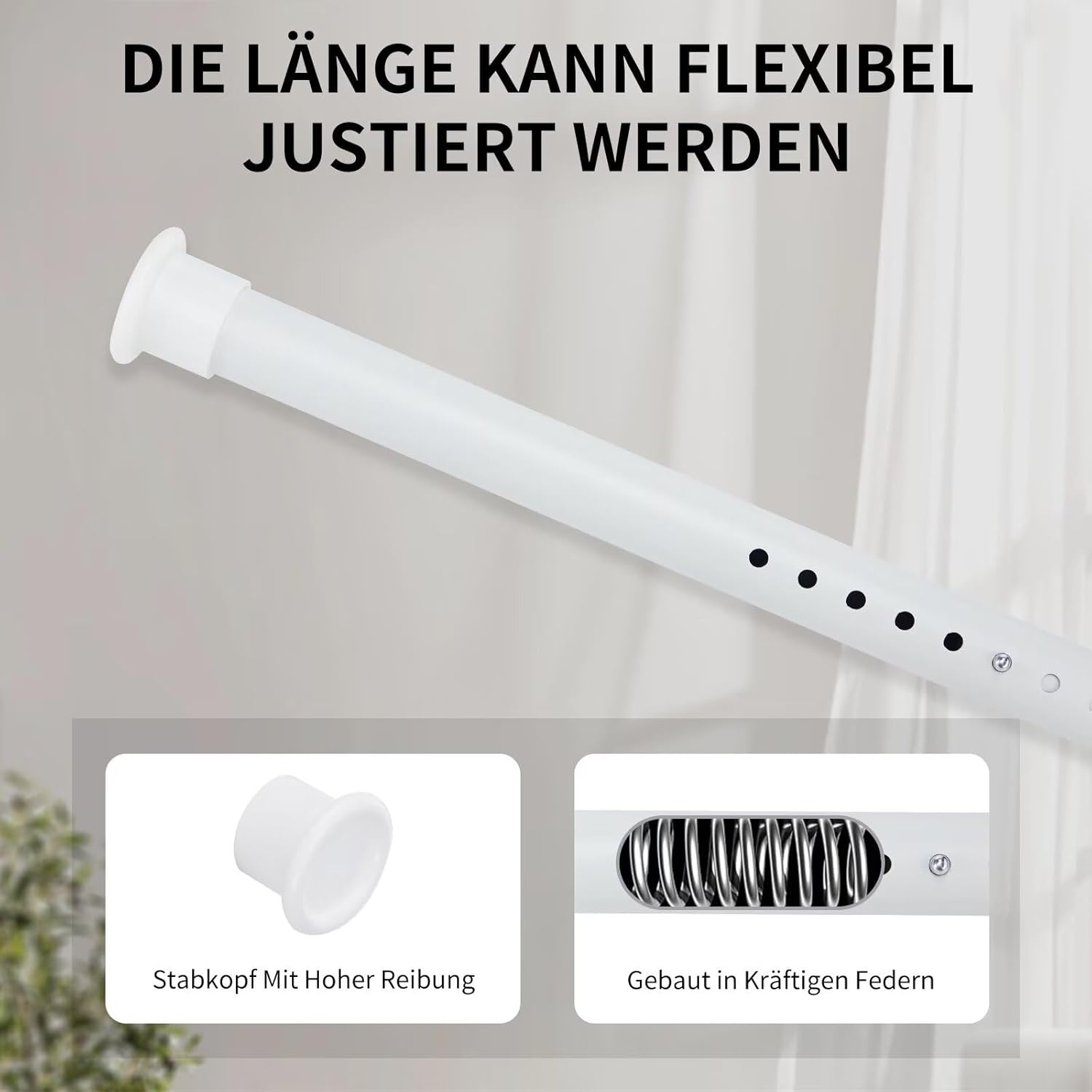 Joydeco Douchegordijnstang RVS 70-110cm - 35% Korting! (Ongebruikt)