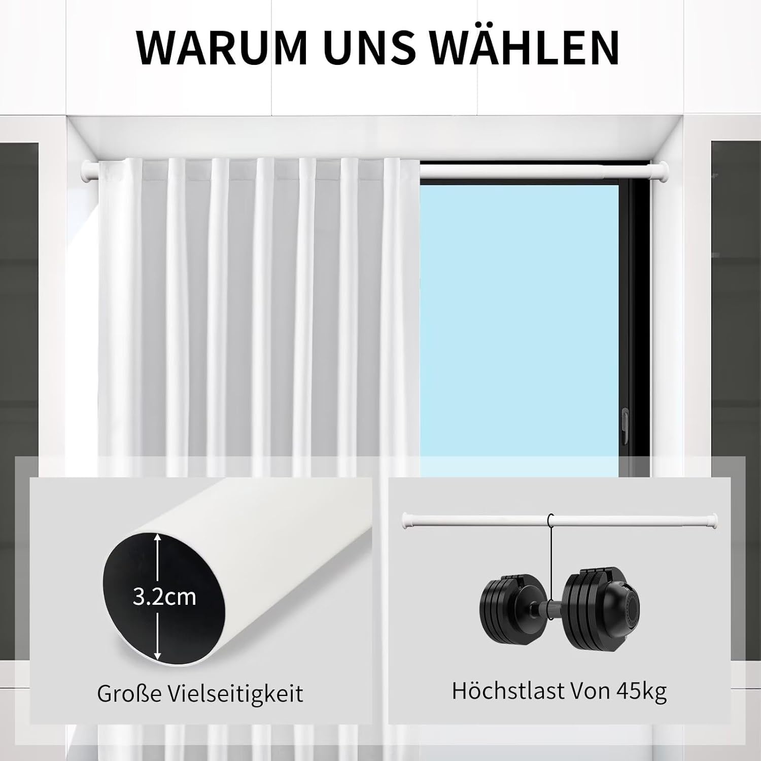 Joydeco Douchegordijnstang RVS 70-110cm - 35% Korting! (Ongebruikt)