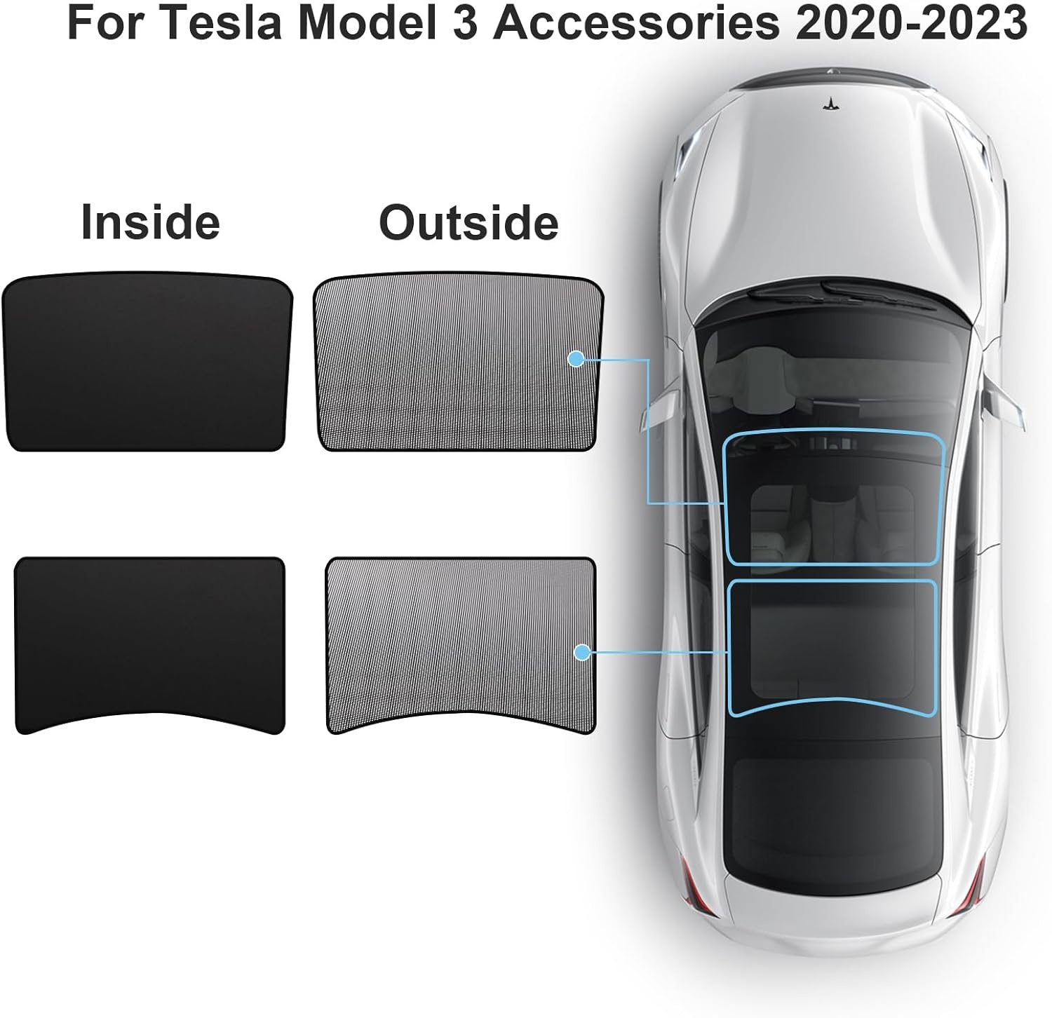 Zonnedak voor Tesla Model 3 (Zwart) - 35% Korting! Nieuw!