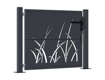 vidaXL Poort met grasontwerp 105x80cm Staal Antraciet | -55% Korting!