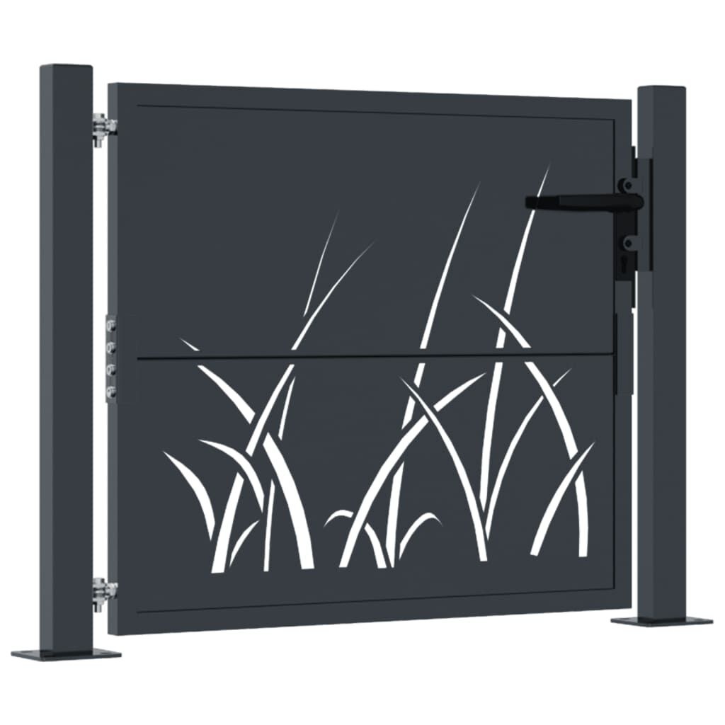 vidaXL Poort met grasontwerp 105x80cm Staal Antraciet | -55% Korting!