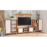 TV-meubel FOCUS | Bruin/Wit | 155x40x50cm | 46% Korting!
