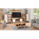 TV-meubel FOCUS | Bruin/Wit | 155x40x50cm | 46% Korting!
