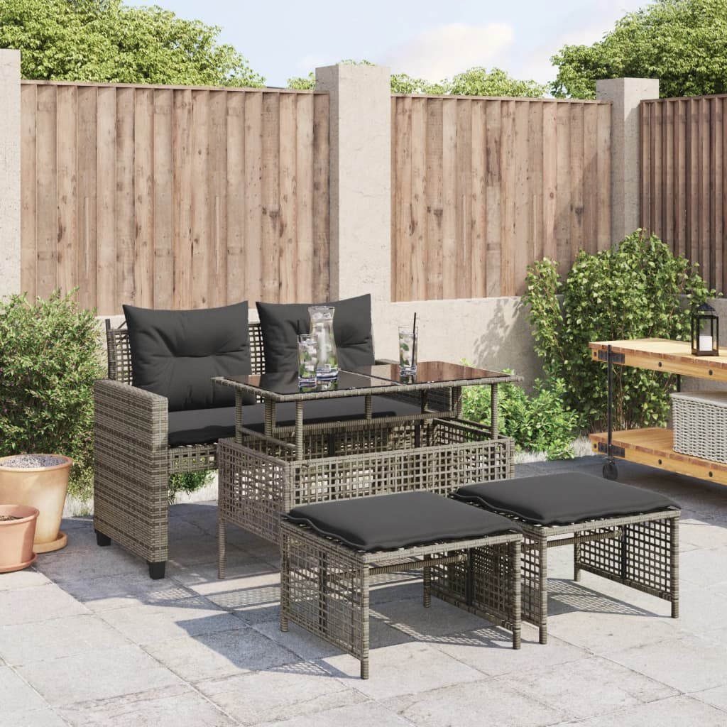 VidaXL 4-delige Loungeset Poly Rattan Grijs - 42% Korting!