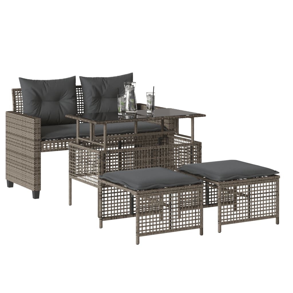 VidaXL 4-delige Loungeset Poly Rattan Grijs - 42% Korting!