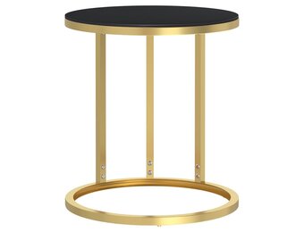 VidaXL Bijzettafel Gehard Glas/Goud/Zwart - 40% Korting!