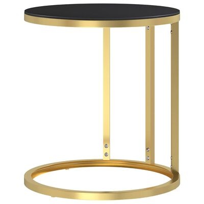 VidaXL Bijzettafel Gehard Glas/Goud/Zwart - 40% Korting!