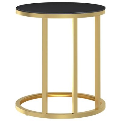 VidaXL Bijzettafel Gehard Glas/Goud/Zwart - 40% Korting!