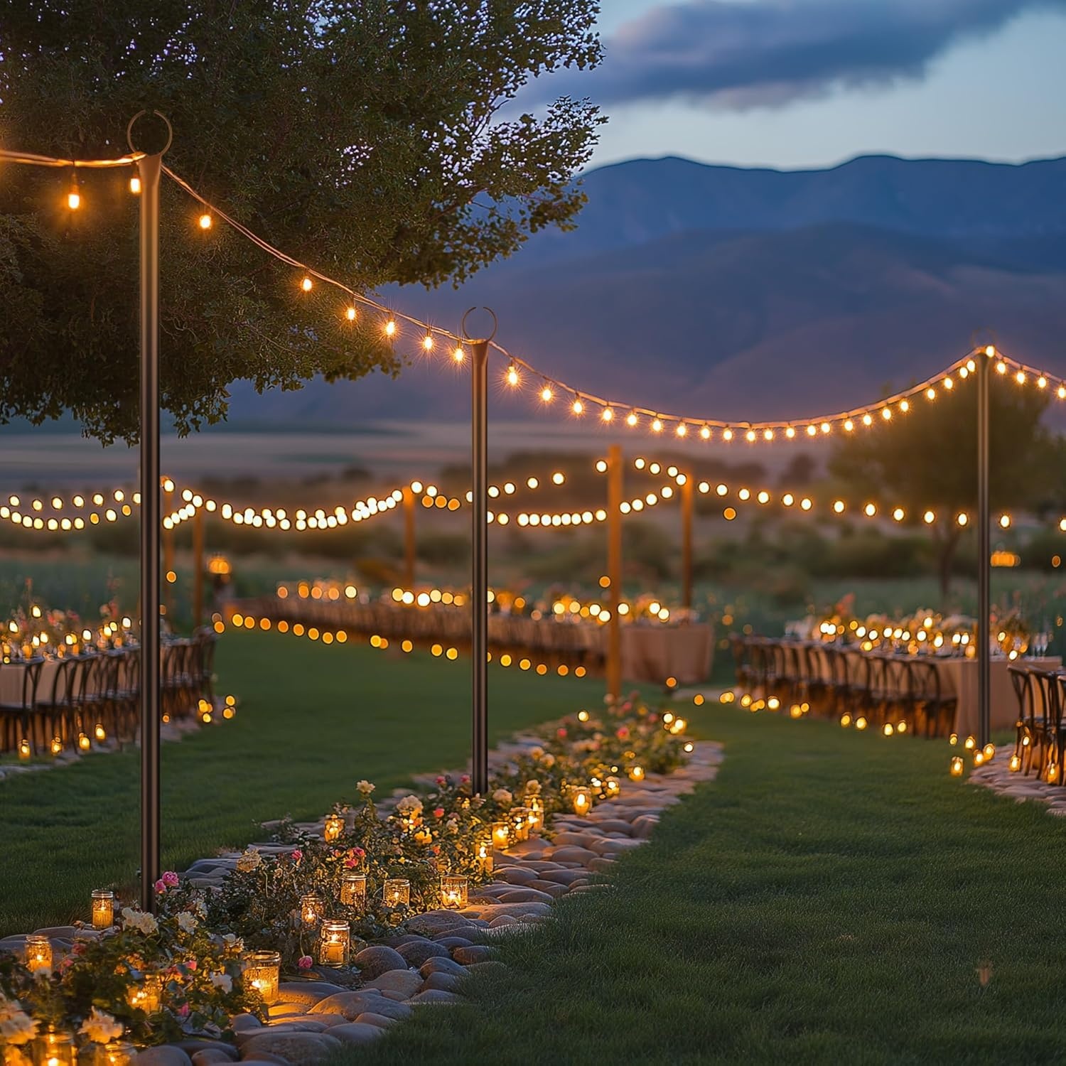 Set van 2 Stevige Palen voor Slingerlichtjes - 3,2m | 35% Korting!