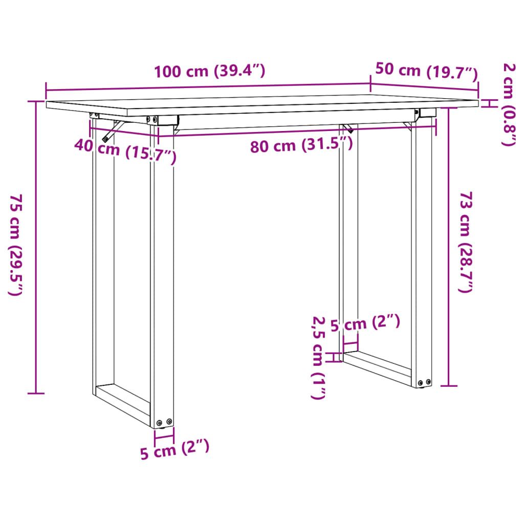 vidaXL Eettafelpoten O-frame Gietijzer Zwart 80x40x73 cm | -64% Korting!