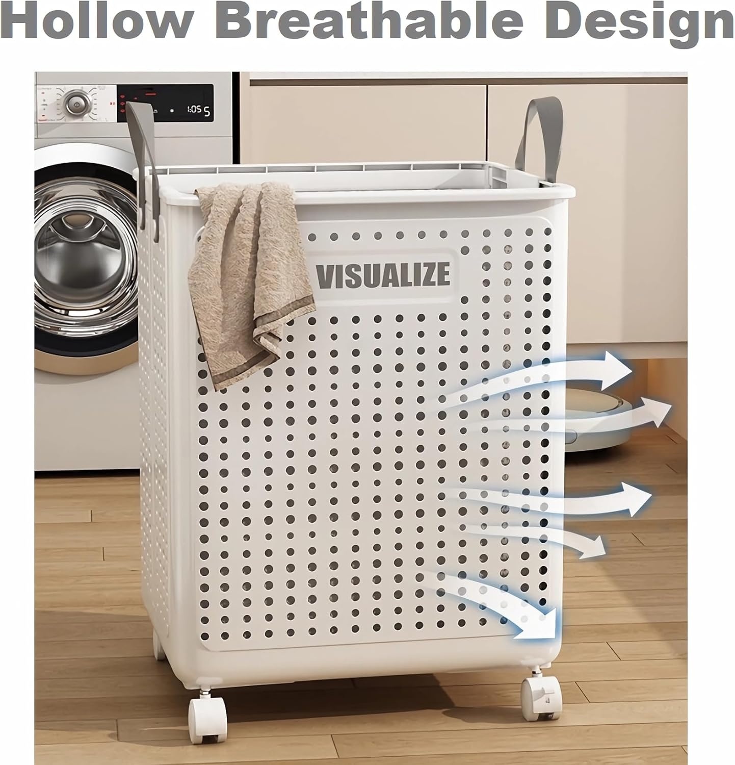 Opvouwbare Wasmand met Wieltjes (60L) - 35% Korting!