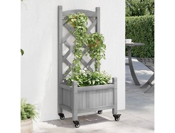 VidaXL Plantenbak met Latwerk - 60% Korting! Massief Vurenhout Grijs