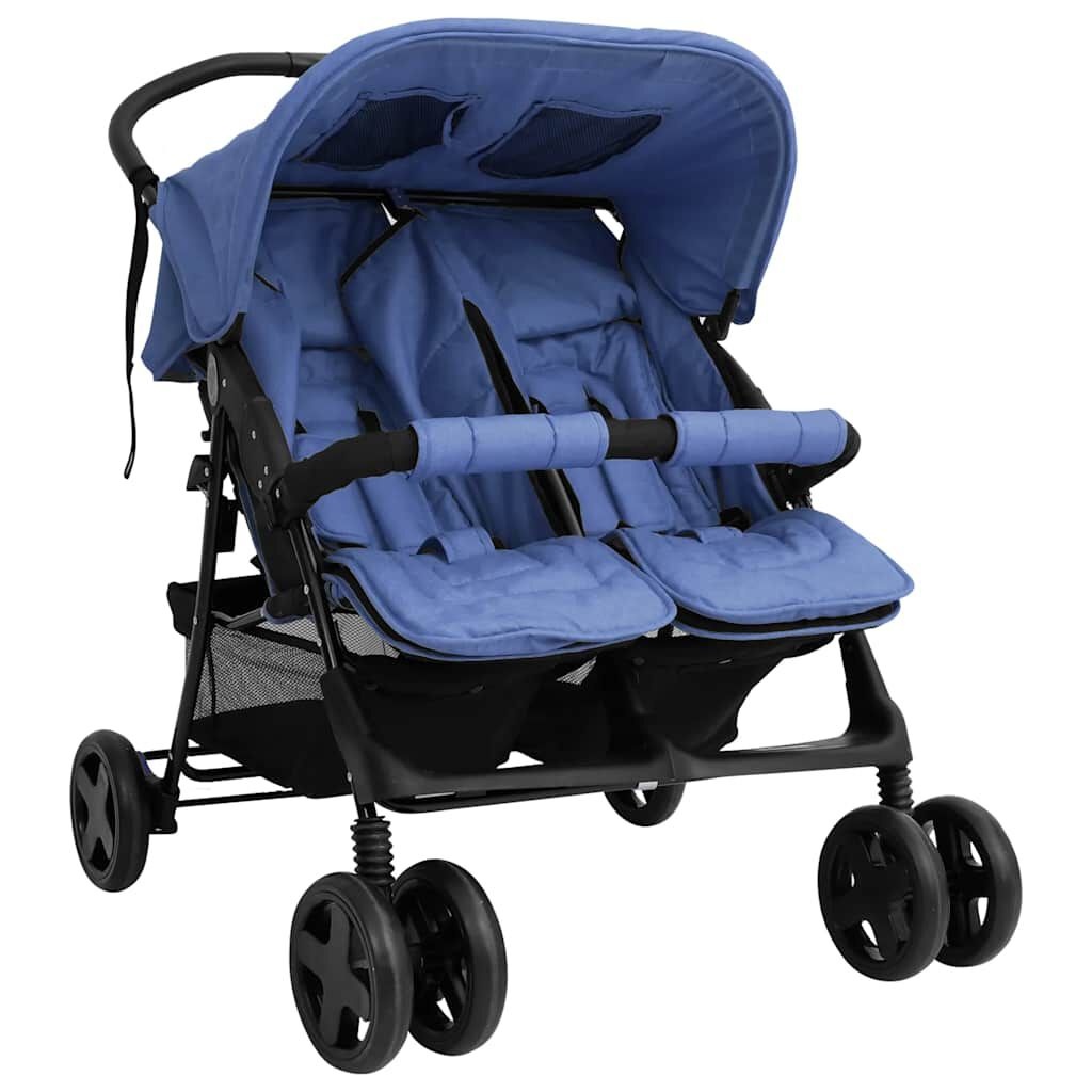 VidaXL Tweelingkinderwagen Staal Marineblauw - 46% Korting!
