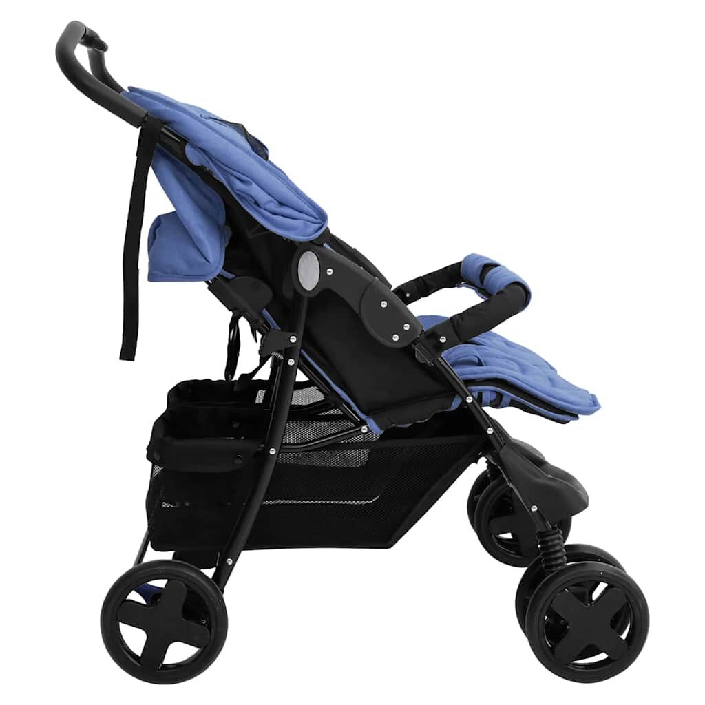 VidaXL Tweelingkinderwagen Staal Marineblauw - 46% Korting!