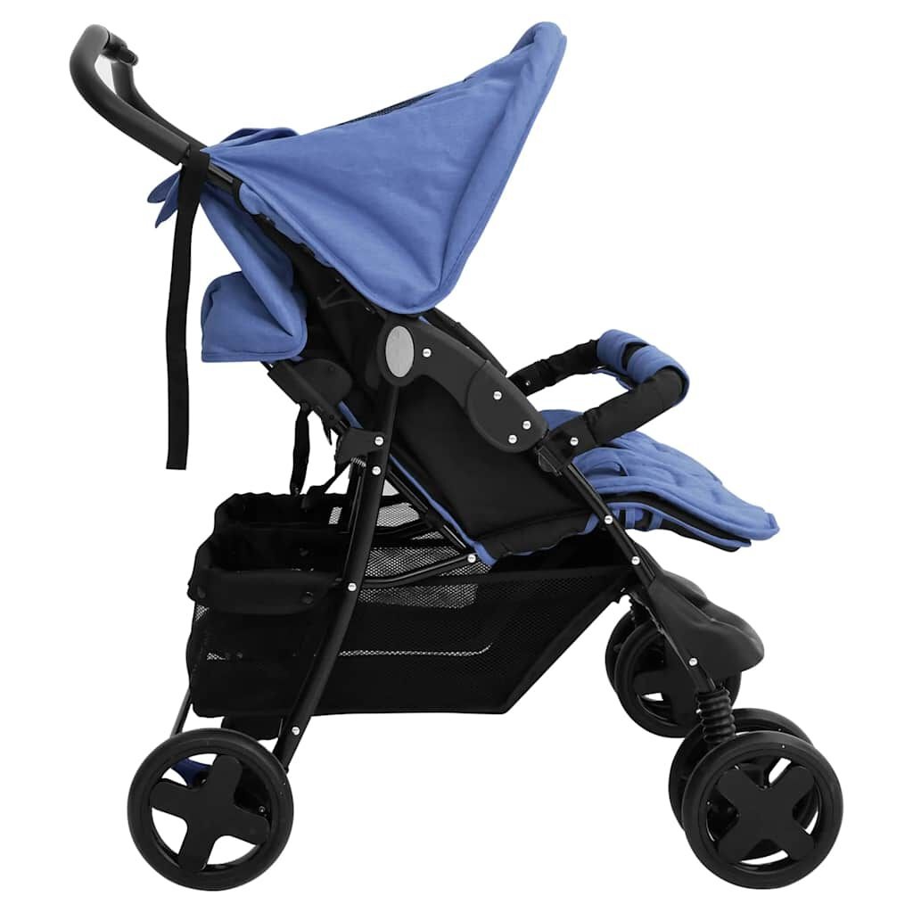 VidaXL Tweelingkinderwagen Staal Marineblauw - 46% Korting!