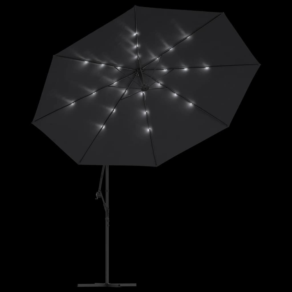 VidaXL Zweefparasol Zwart 350cm met LED - 50% Korting!