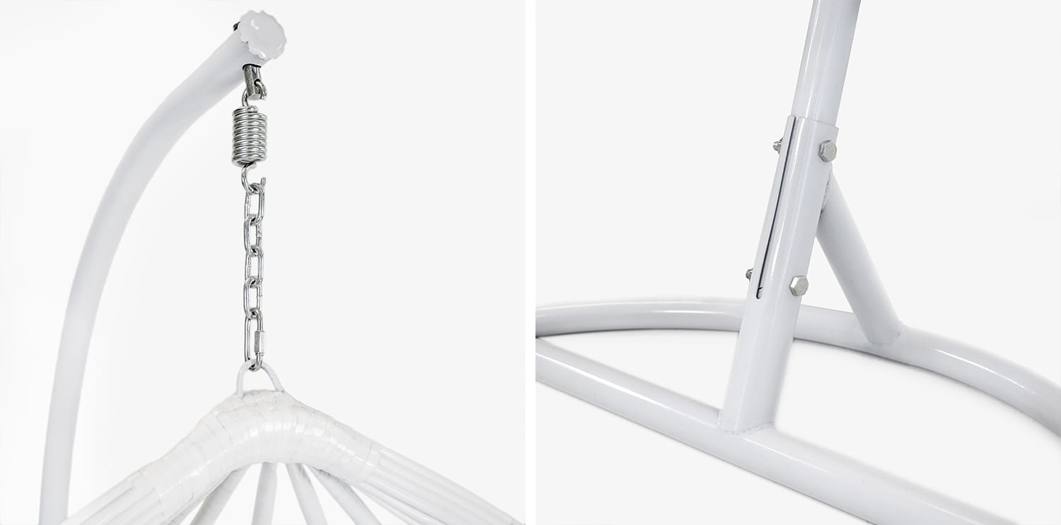 60% Korting! Witte Ei Hangstoel met Frame & Kussen - 125kg - Licht Beschadigd