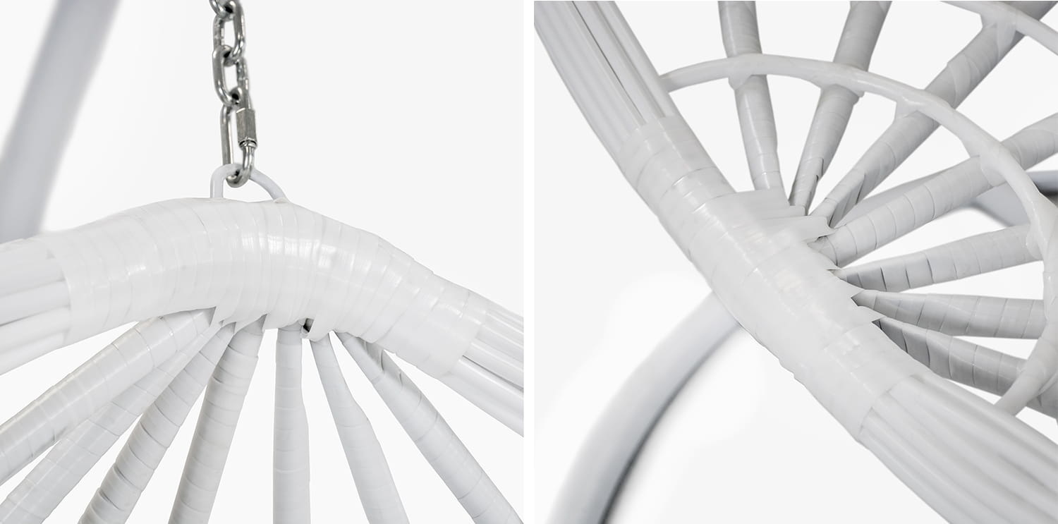 60% Korting! Witte Ei Hangstoel met Frame & Kussen - 125kg - Licht Beschadigd