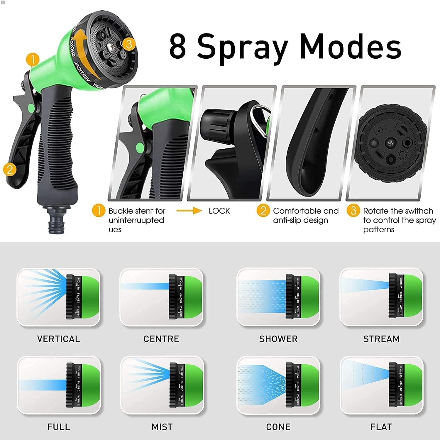 Flexibele Tuinslang Groen 7,5m-60m - 35% Korting! Sproeikop & Koppelingen