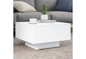 VidaXL Salontafel met LED - 60% KORTING! - Wit, 55x55x31cm