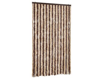 VidaXL Vliegengordijn 118x220cm Chenille Beige/Lichtbruin - 40% Korting!