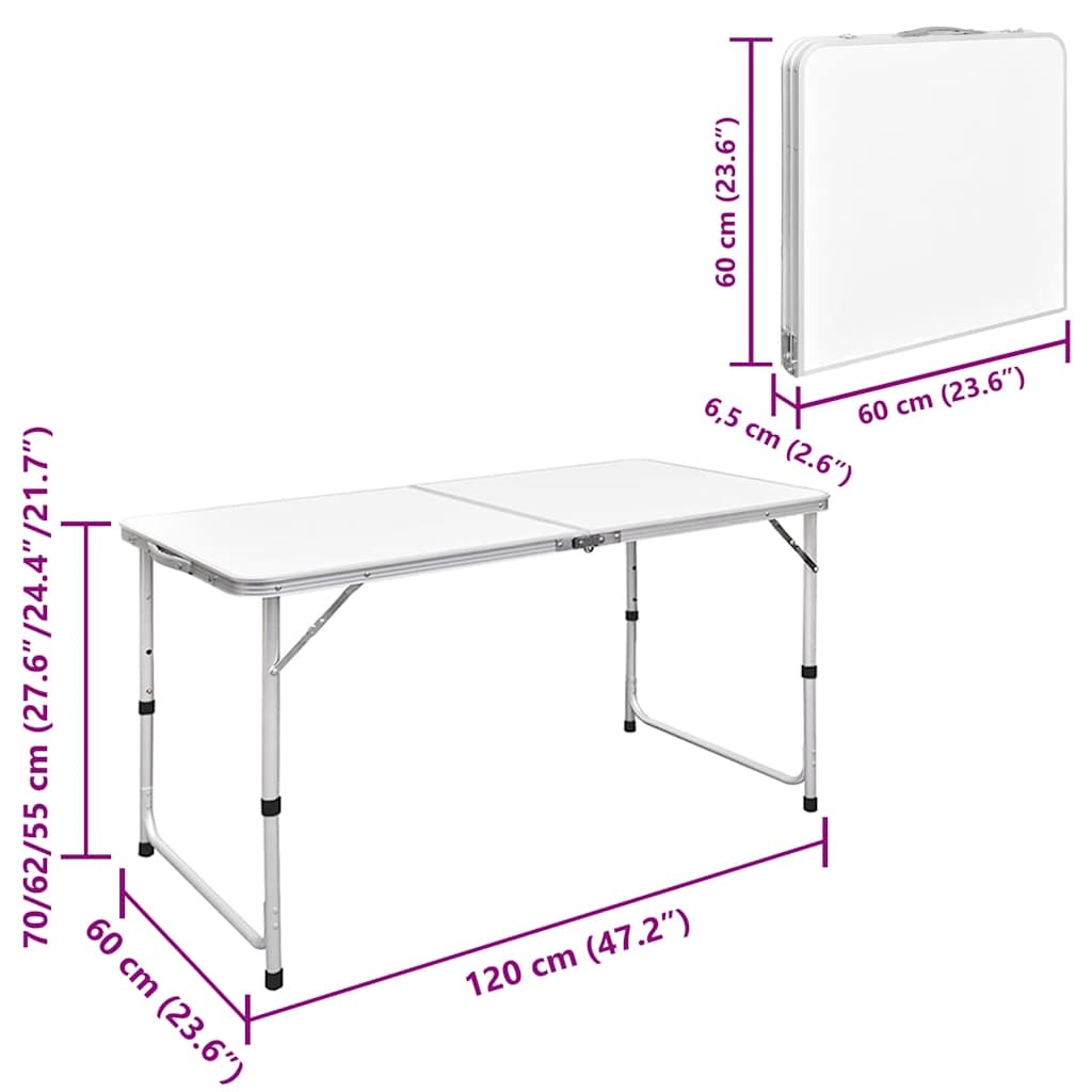 vidaXL Campingtafel Inklapbaar 120x60cm - Nu 55% Korting!