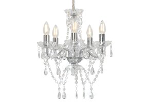 vidaXL Kroonluchter Kristal 5xE14 Zilver - 40% Korting!