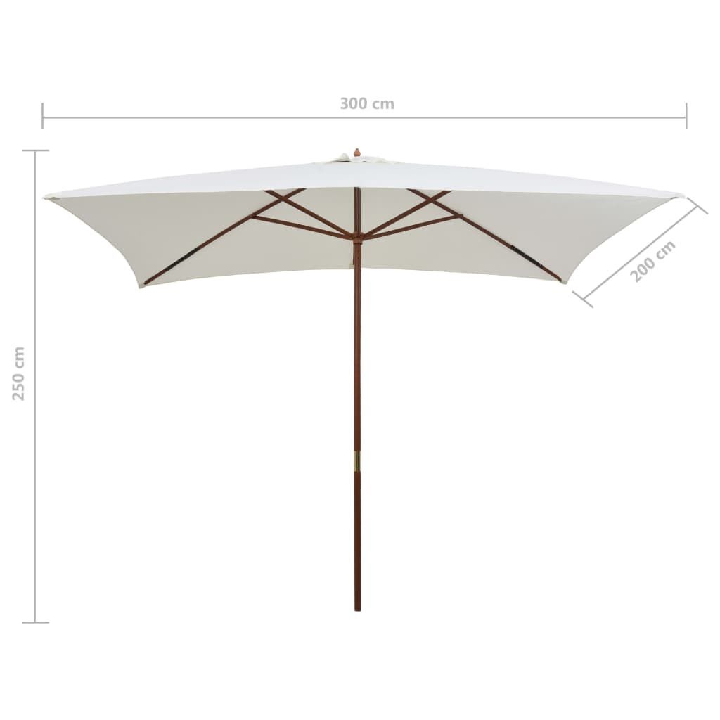 VidaXL Parasol Hout Crèmewit 200x300 cm - Nu 46% Korting!