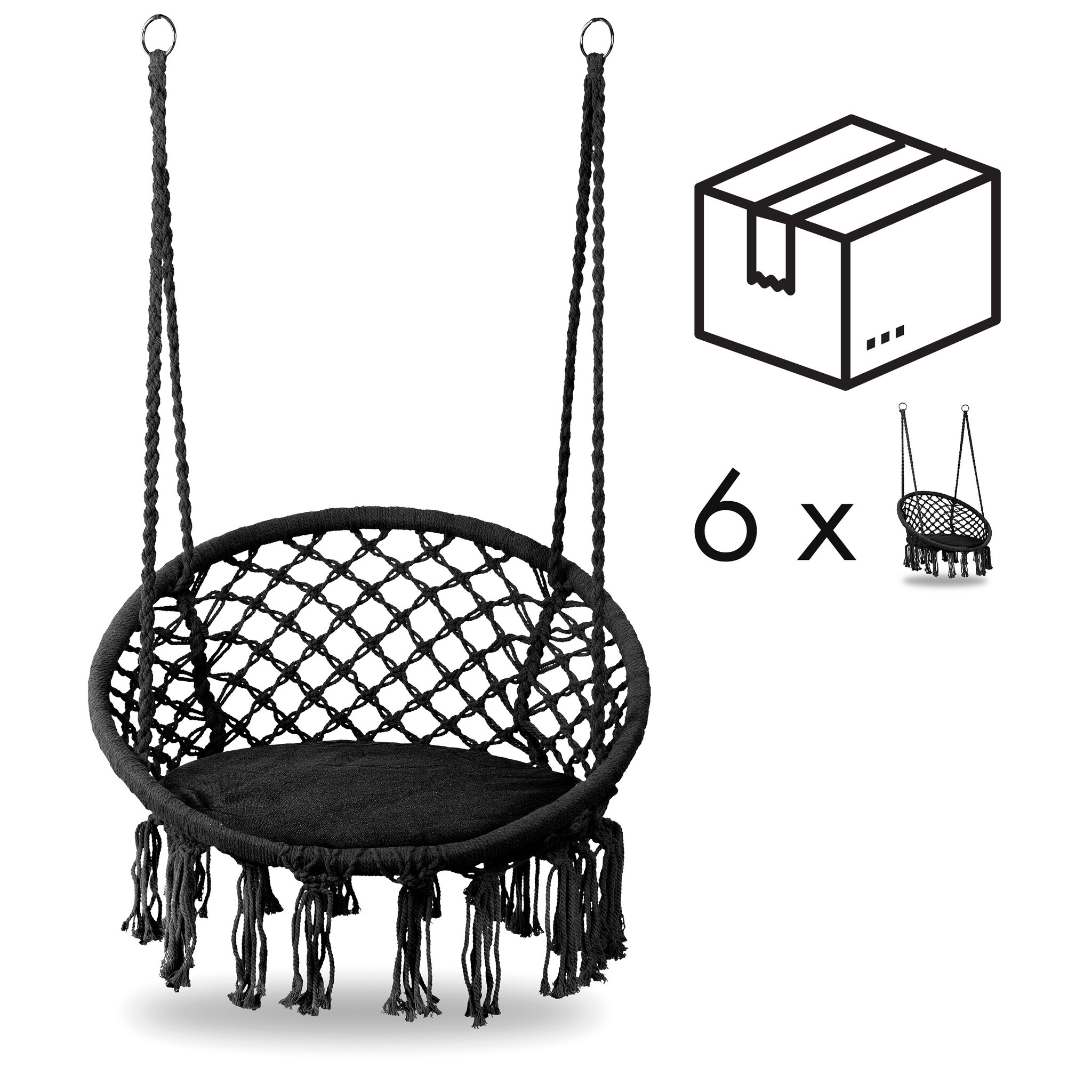 Hangstoel met Kussen - Zwart Katoen - 46% Korting!