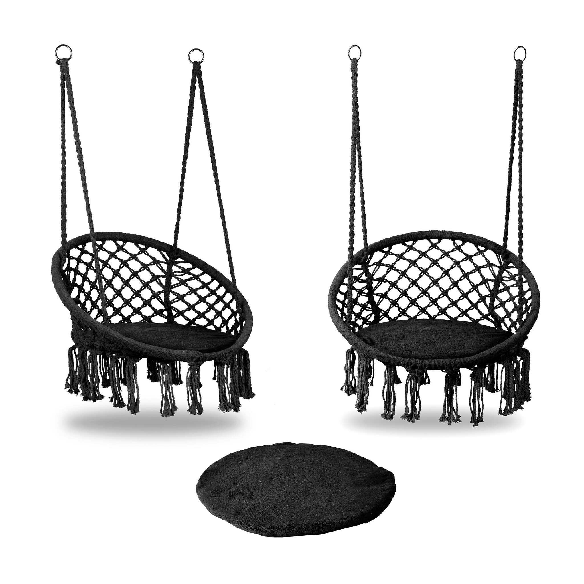 Hangstoel met Kussen - Zwart Katoen - 46% Korting!