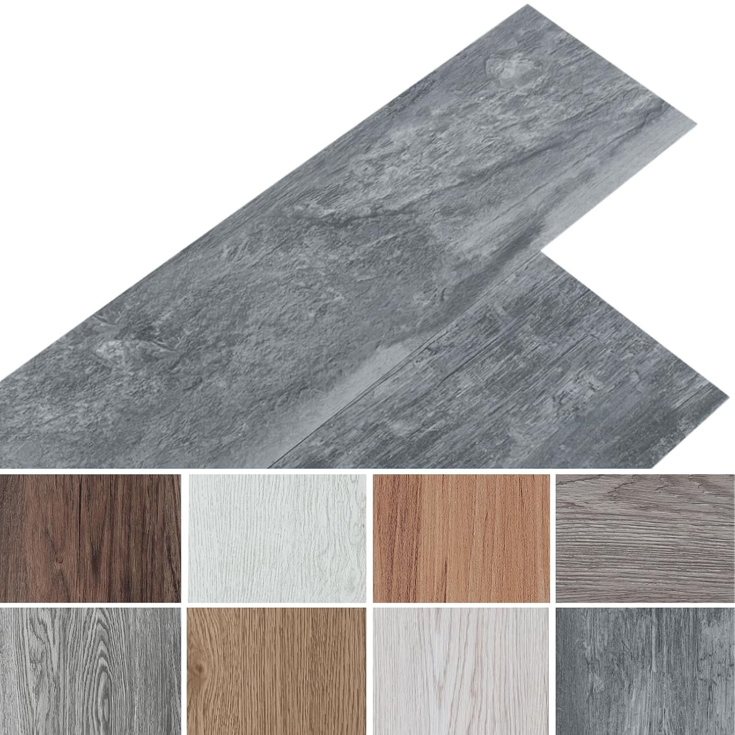 40% KORTING: INMOZATA PVC Vloerstickers Donkergrijs Houtnerf (36st)