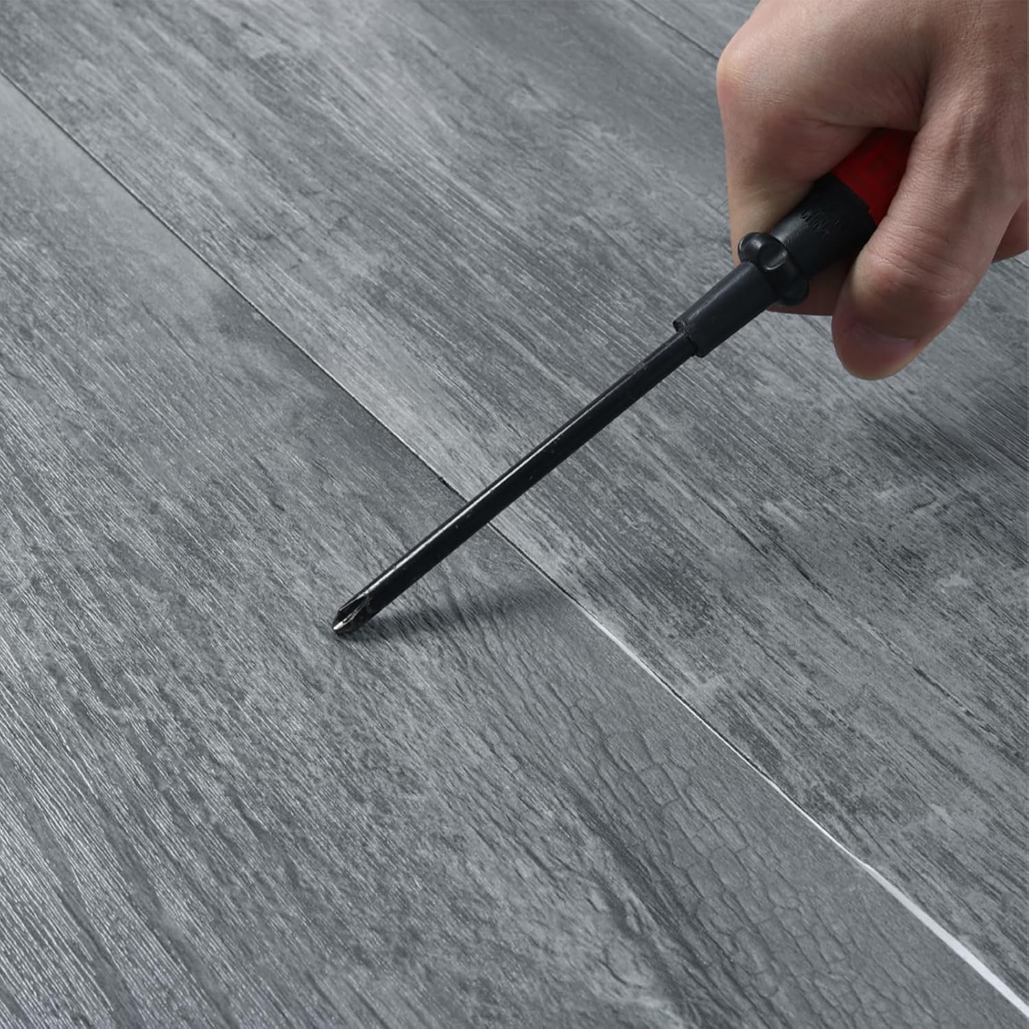 40% KORTING: INMOZATA PVC Vloerstickers Donkergrijs Houtnerf (36st)