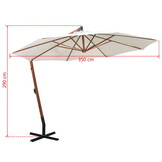 vidaXL Zweefparasol 350cm Wit met Houten Paal | 59% Korting