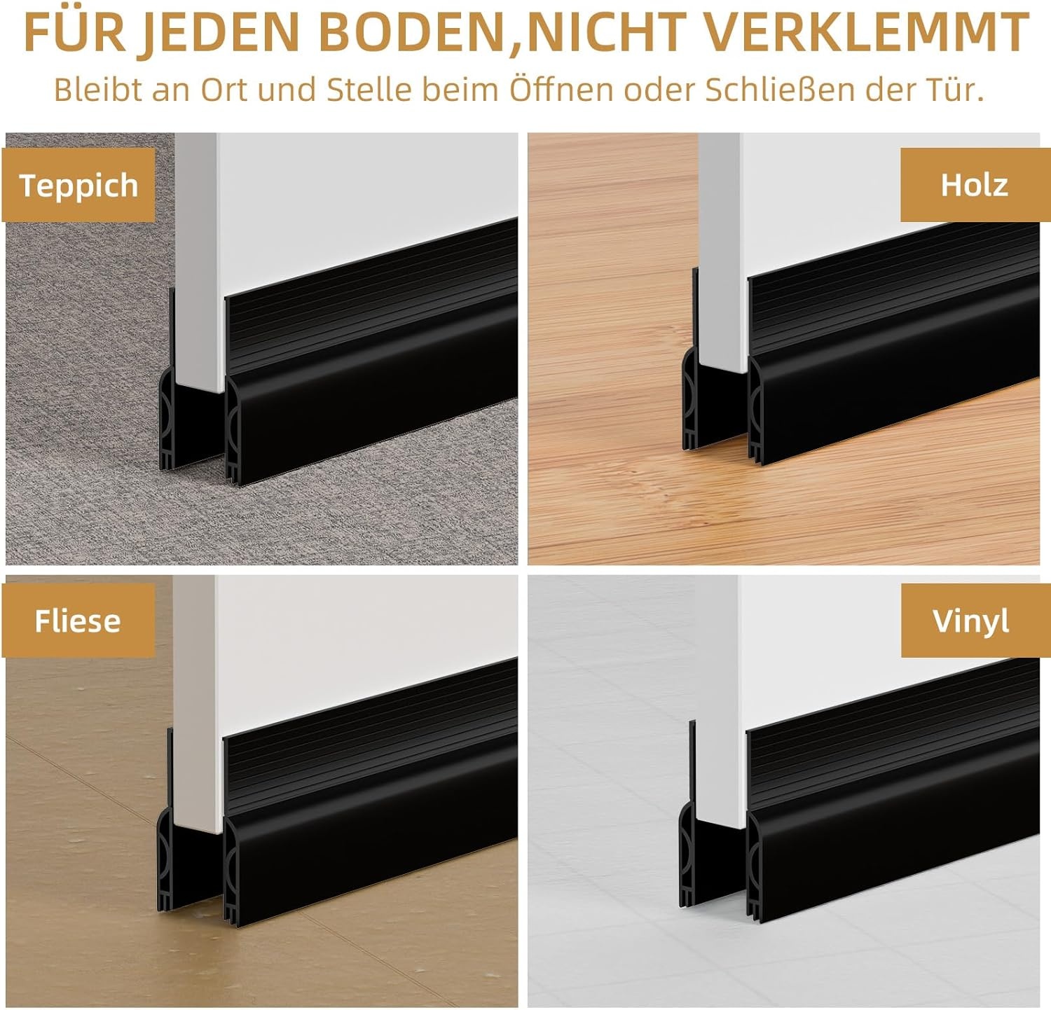 Ormein Zelfklevende Tochtstopper - Zwart, 2m (40% korting)