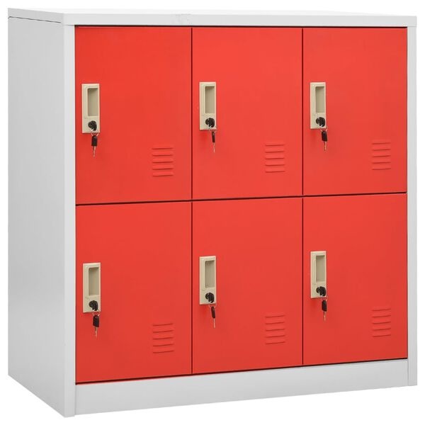 vidaXL Lockerkast Staal Lichtgrijs/Rood - 55% Korting!