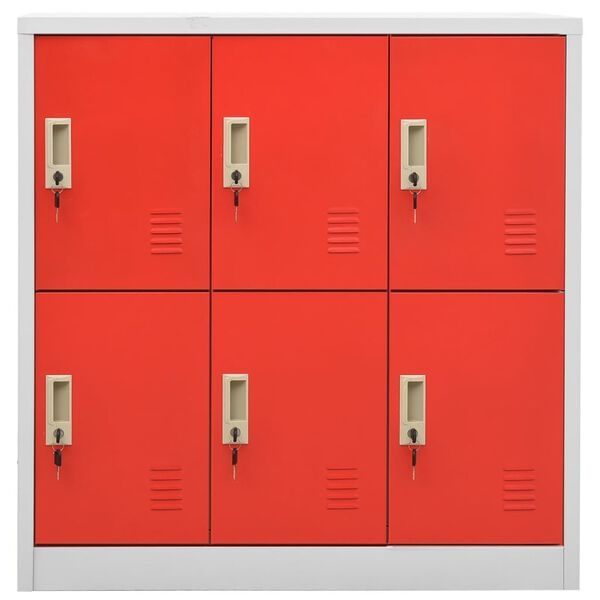 vidaXL Lockerkast Staal Lichtgrijs/Rood - 55% Korting!