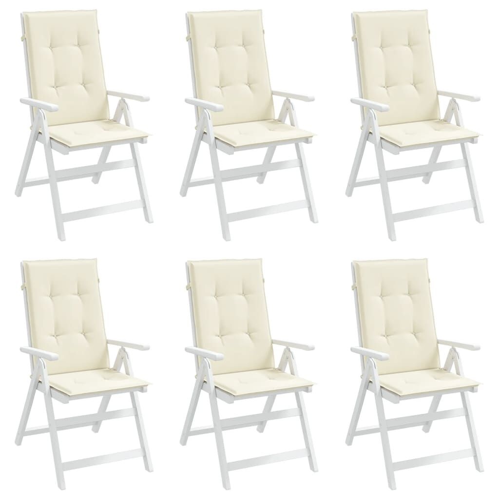 vidaXL Tuinkussens Hoge Rug Crème - 6 Stuks met 40% Korting!
