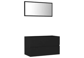 vidaXL 2-delige Badkamermeubelset bewerkt hout zwart