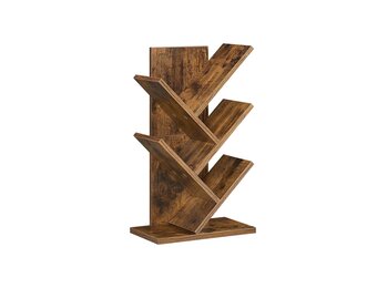 Bibliothèque arbre avec étagères à 5 niveaux blanc nuage - Marron Rustique